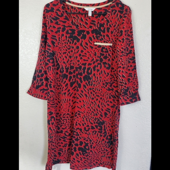 SOMA Red Paisley Cozy Lounge Sleep Dress - Picture 1 of 4